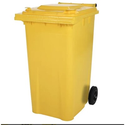 750257: Mini container met 2 wielen - 240 l - GEEL