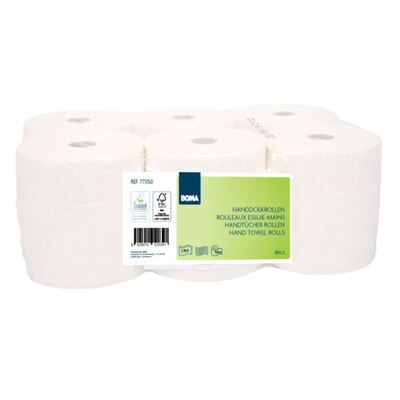 773150: Handdoekrol - recycled tissue - 2-laags - 150 m x 20 cm - WIT - 6 rollen